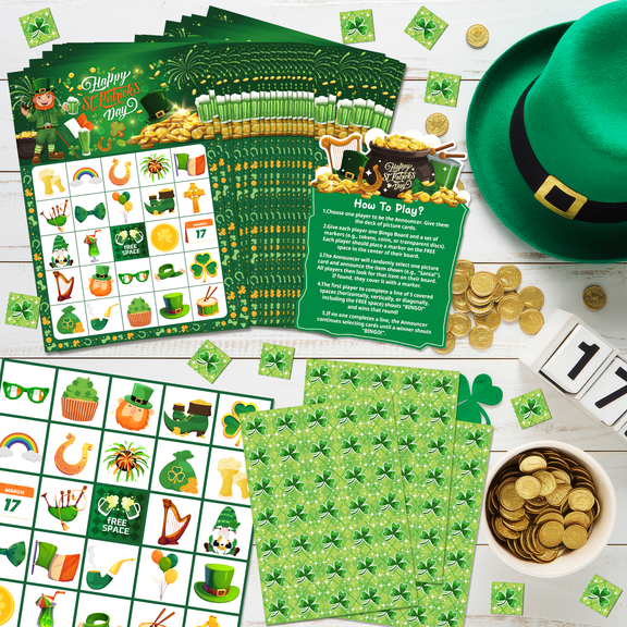 37pcs St Patrick's Day Bingo Cards for Irish Themed Party Games, St Patricks Day Bingo Cards for St Patricks Day Games St Patricks Day Decorations Saint Patricks Day Decorations