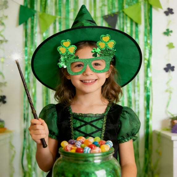 St Patrick's Day Party Glasses Shamrock Shaped Sunglasses Green Novelty Eyewear for Adults Teens Festive Photo Booth Props Parade Accessories Irish Themed Celebration Decorations