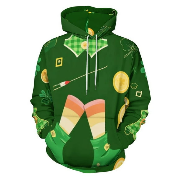 St Patrick's Day Pattern Men's Women Vintage 3D Hooded Sweatshirt - All-Season Loose Fit Streetwear
