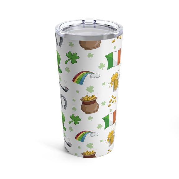 St Patrick's Day Pattern Tumbler, Gift for Wife, Gift for Friend, 20oz Cup