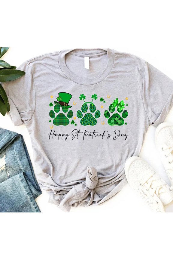 St Patrick's Day Paws Shirt, Paw Print Shirt, Dog Paw St Paddys Day Shirt Gift For Dog Lov