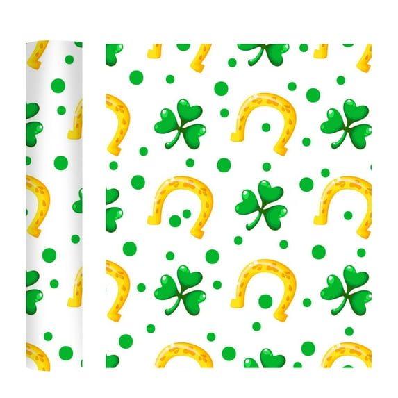 St. Patrick's Day Permanent Vinyl, St Patrick's Day Decorations, 12"x10" Green Clover Patterned Vinyl Shamrock Permanent Self Adhesive Self Sticker(1Pcs)