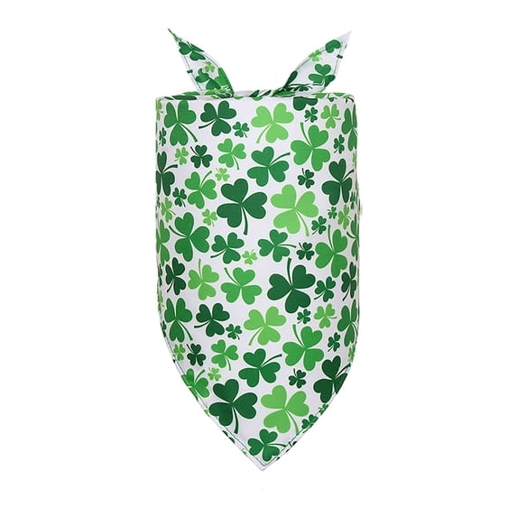St. Patrick's Day Pet Bandana - 1 PCS Green Irish Pattern Tie-On Dog Scarf, Double-Sided Reversible Festive Accessory for Small Medium Dogs and Cats