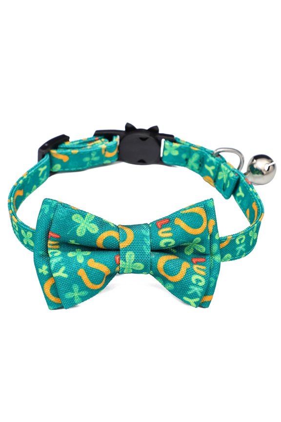 St. Patrick's Day Pets Collar Bow,Special Irish Festival Design,Soft Fabric with 6 Styles,Adjustable Size,Nice Festive Fashion for Your Cute Pets
