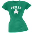 thumbnail image 1 of St. Patrick's Day - Philly Shamrock Green Soft Juniors T-Shirt - X-Large, 1 of 1