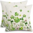 thumbnail image 1 of St.Patrick''s Day Pillow Covers 16X16 Inch Set of 2,Shamrock Floral Decorations Holiday Spring Decorative Pillow Case Decor for Sofa Couch (Green) AK020-16, 1 of 5
