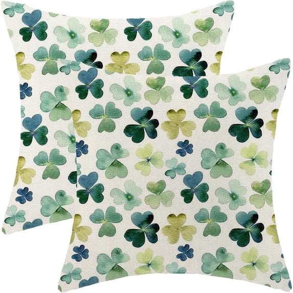 St. Patrick''s Day Pillow Covers 18x18 Set of 2 Green Clover Leaf Throw ...