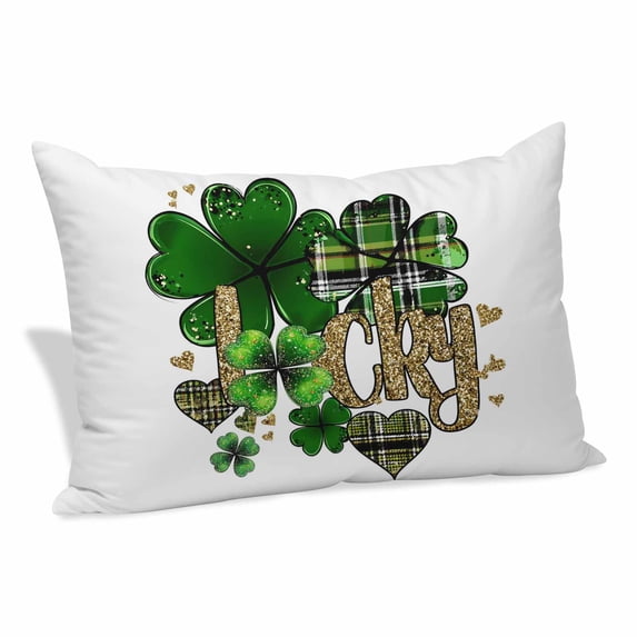St. Patrick's Day Pillow Covers 24"x36", Spring Shamrock Leaf Gold Love Lucky Green Soft Brushed Microfiber Breathable Throw Pillow Covers, Decorative Pillowcase with Zipper for Couch Sofa Bedroom