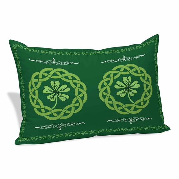 St. Patrick's Day Pillow Covers King, Farmhouse Lucky Leaves Stripes Border Soft Brushed Microfiber Breathable Throw Pillow Covers, Decorative Pillowcase with Zipper for Couch Sofa Bedroom 20"x36"