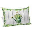 thumbnail image 1 of St. Patrick's Day Pillow Covers, Linen Long Throw Pillow Case, Green Lucky Shamrock Watering Can Wood Gray Holiday Pillow Protector Decorative Cushion Cover for Living Room/Bedroom 20" x 30", 1 of 8