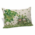 thumbnail image 1 of St Patrick's Day Pillow Covers, Linen Long Throw Pillow Case, Lucky Shamrock Gnomes Truck Branches Beige Holiday Pillow Protector Decorative Cushion Cover for Living Room/Bedroom 20" x 26", 1 of 8