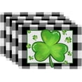 thumbnail image 1 of St. Patrick''s Day Placemats 12x18 Inch Set of 4 Buffalo Plaid Shamrocks Table mats Farmhouse Rustic Holiday Kitchen Dining Table Decoration for Indoor Outdoor Dinner Party Décor GP116-18, 1 of 6