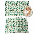 thumbnail image 1 of St. Patrick's Day Placemats Set of 12, Four Leaf Clovers Pattern Table Mats Washable Heat-Insulation Non-Slip Place Mats for Kitchen Dinner Table Indoor Outdoor Decor,13x19 Inch Yellow Green, 1 of 9