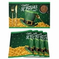 thumbnail image 1 of St. Patrick's Day Placemats Set of 4, Funny Green Hats Leaves Coin Art Placemats for Dining Table, Place Mats for Kitchen Tabletop, Waterproof Wipeable Dining Table Mats Set, 1 of 9