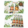 thumbnail image 1 of St. Patrick's Day Placemats Set of 4, Green Gnomes Lucky Shamrocks Flags Placemats for Dining Table, Place Mats for Kitchen Tabletop, Waterproof Wipeable Dining Table Mats Set, 1 of 9