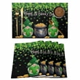 thumbnail image 1 of St. Patrick's Day Placemats Set of 4, Spring Lucky Shamrocks Green Gnomes Black Placemats for Dining Table, Place Mats for Kitchen Tabletop, Waterproof Wipeable Dining Table Mats Set, 1 of 9