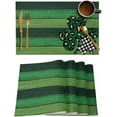 thumbnail image 1 of St. Patrick''s Day Placemats Set of 4,Washable Woven Burlap Cloth Fabric Placemat for Square/Rectangle/Round/Oval Dining Table,Easy Clean Place Mats Gradient Green Farmhouse Wood Grain, 1 of 6