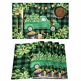 thumbnail image 1 of St. Patrick's Day Placemats Set of 6, Green Truck Lucky Shamrocks Farmhouse Check Placemats for Dining Table, Place Mats for Kitchen Tabletop, Waterproof Wipeable Dining Table Mats Set, 1 of 9