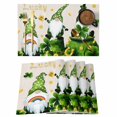 thumbnail image 1 of St. Patrick's Day Placemats Set of 8, Green Gnomes Gold Coin Shamrock Beige Placemats for Dining Table, Place Mats for Kitchen Tabletop, Waterproof Wipeable Dining Table Mats Set, 1 of 9