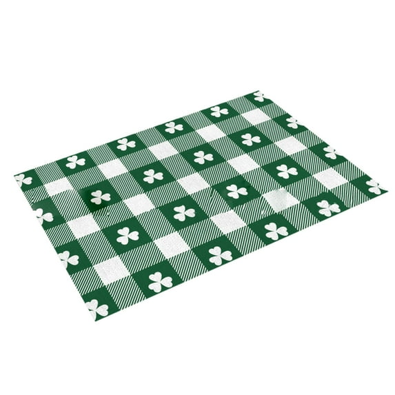 St. Patrick’s Day Placemats Set Plastic Table Mats Lucky Shamrock Place Mats Holiday Table Decoration for Indoor Outdoor Party Kitchen Dining Table KDFWDM