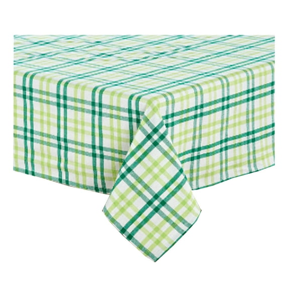 St Patrick's Day Plaid Tablecloth Green White Cotton Cottage Classic (52 x 52 Square)