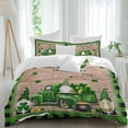 thumbnail image 1 of St. Patrick's Day Queen Size Comforter Set, Green Truck Gnome Shamrocks Wood Grain Green Plaid Bedding for All Seasons, 4 Pcs Bed Set, 1Quiltcover (90"x92") ,1Sheet(94"x116"), 2Pillowcases (30"x20"), 1 of 10