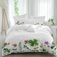 thumbnail image 1 of St. Patrick's Day Queen Size Comforter Set, Vintage Watercolor Green Pink Purple Floral Plant Bedding for All Seasons, 4 Pcs Bed Set, 1Quiltcover (90"x92") ,1Sheet(94"x116"), 2Pillowcases (30"x20"), 1 of 11