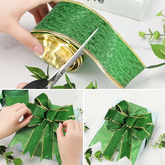 St. Patrick's Day Ribbon Irish Shamrock Wired Ribbon, Clover Patrick's Day Wreath Bow Green Shamrock Irish Holiday DIY Crafts, St. Patrick's Wreath DIY Crafting Gifts Wrapping