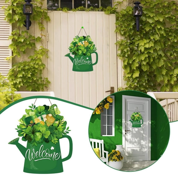 St. Patrick's Day Room Decor 's Welcome Sign Wood Decorations For Home Irish Wreaths Hanging Door Spring Decorative Ornaments Wall Bedroom Green