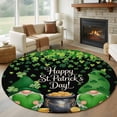 thumbnail image 1 of St. Patrick's Day Round Area Rug 6Ft Washable Circle Rugs for Bathroom Office, Spring Lucky Shamrocks Green Gnomes Black Non-Slip Carpet Floor Mats Indoor Outdoor Carpet Runner Aesthetic Home Decor, 1 of 8