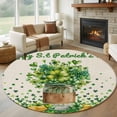 thumbnail image 1 of St. Patrick's Day Round Area Rug 7Ft Washable Circle Rugs for Dorm Laundry Room, Farmhouse Green Lucky Clovers Coin Non-Slip Carpet Floor Mats Indoor Outdoor Carpet Runner Aesthetic Home Decor, 1 of 8