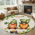 thumbnail image 1 of St. Patrick's Day Round Area Rug 8Ft Washable Large Circle Rugs for Living Room Dorm, Green Gnomes Lucky Shamrocks Vintage Non-Slip Carpet Floor Mats Indoor Outdoor Carpet Runner Aesthetic Home Decor, 1 of 8