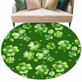 thumbnail image 1 of St. Patrick's Day Round Area Rugs Collection 8', Spring Shamrock Leaves Polka Dots Dark Green Non Slip Indoor Circular Throw Runner Rug Floor Mat Carpet for Living Room Dining Table Bedroom Nursery, 1 of 9