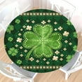 thumbnail image 1 of St. Patrick''s Day Round Fitted Tablecloth with Elastic Edge,Water&Stain-Resistant Wipeable Green Shamrock Floral Clover for 48-52" Found Tables St Patricks Day Table Cloth for Dinner,Outdoor,Patio, 1 of 4