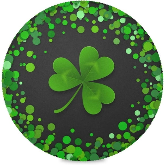 St. Patrick's Day Round Placemats Beautiful Shamrock Clover Leaves Place Mat Wear and Heat Resistant Non Slip Table Mats for Home Hotel BBQ Party Table Dinnerware 4Pcs Home Decor