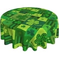thumbnail image 1 of St.Patrick''s Day Round Tablecloth 60 Inch Green Shamrock Table Cover Washable Polyester for Dining Table, Buffet Parties and Camping, 1 of 6