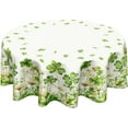 thumbnail image 1 of St Patrick''s Day Round Tablecloth 60 Inch Spring Holiday Green Shamrock Floral Table Cloth Rustic Farmhouse Polyester Table Cover for Party Kitchen Dining Room Home Decor, 1 of 6