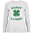 thumbnail image 1 of St. Patrick's Day Sassy Lassie White Womens Long Sleeve T-Shirt - Small, 1 of 1