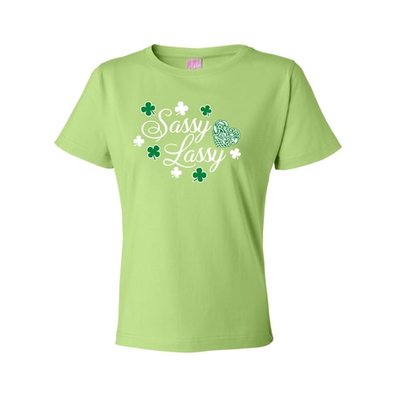 St. Patrick's Day Sassy Lassy LAT Premium Jersey Short Sleeve T-shirt-Key Lime-medium