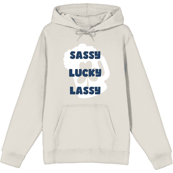 St. Patrick's Day Sassy Lucky Lassy Adult Sand Long Sleeve Hoodie-Small