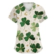 thumbnail image 1 of St. Patrick's Day Scrub Tops Women Irish Lucky Clover V Neck Nurse Working Uniforms Summer Short Sleeve Holiday Blouse T-Shirt, 1 of 3