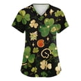 thumbnail image 1 of St. Patrick's Day Scrub Tops Women Stretchy V Neck Scrubs Top Irish Shamrock Printed Medical Nurse Workwear Festival Scrub Shirts, 1 of 3