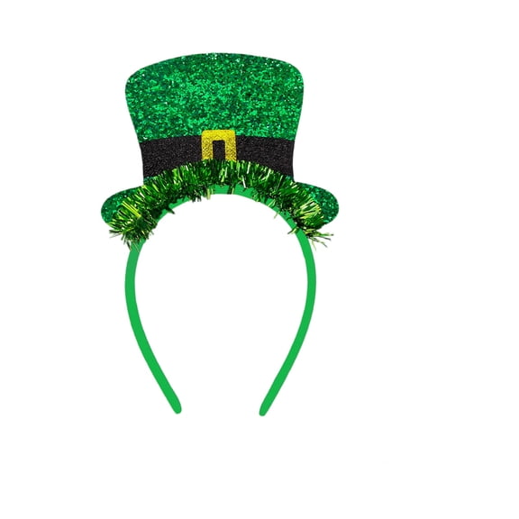 St. Patrick's Day Sequin Bow Headband Shamrock Hat Decoration Comfortable Flexible Band for Parties Events F