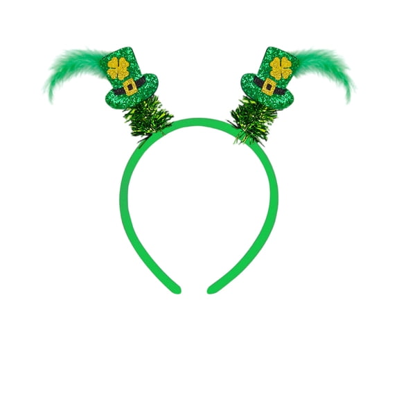 St. Patrick's Day Sequin Bow Headband Shamrock Hat Decoration Comfortable Flexible Band for Parties Events G