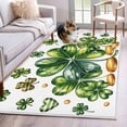 thumbnail image 1 of St Patrick's Day Shamrock Area Rug 4'x6', Lucky Four Leaf Gold Coin Green Washable Non-Slip Rugs, Low Pile Large Carpet for Living Room Bedroom Dining Room Kitchen Office Indoor Mat, 1 of 9