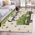 thumbnail image 1 of St Patrick's Day Shamrock Area Rugs 2.7'x5', Washable Small Throw Rugs for Kitchen Bedroom, Green Truck Lucky Four Leaf Beige Indoor Outdoor Rug Non-Slip Low Pile Carpet Runner Reversible Floor Mats, 1 of 8