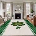 thumbnail image 1 of St.Patrick's Day Shamrock Area Rugs 5'x8', Washable Small Throw Rugs for Classroom Bedroom, Lucky Green Leaves Farmhouse Plaid Indoor Outdoor Rug Non-Slip Low Pile Carpet Runner Reversible Floor Mats, 1 of 8
