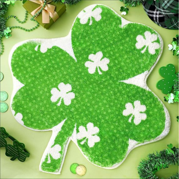 St. Patrick's Day Shamrock Bathroom Rugs Green Clover Bath Mat Washable Lucky Kitchen Rugs Nonslip Doormats Rug Decorations for Living Room Kitchen Bedroom - Clearance Favor