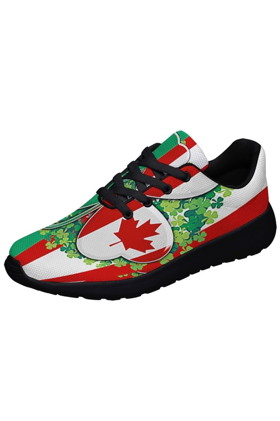 St Patrick's Day Shamrock Canadian Irish Shoes Sneakers Black Size 4