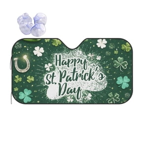 St. Patrick's Day Shamrock Clover Car Windshield Sun Shade Universal Fit Auto Sun Visor Protector